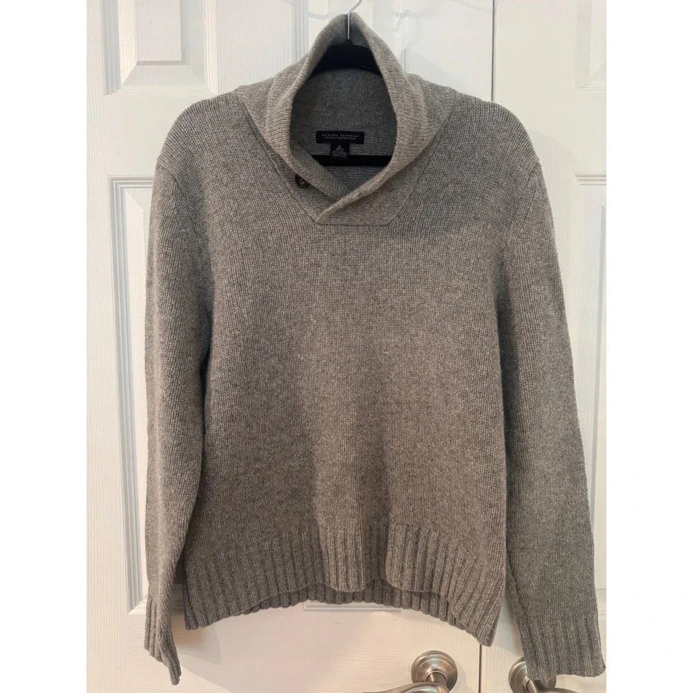 Banana Republic Mens Gray Wool Cashmere Angora Shawl Collar Sweater Small. EUC